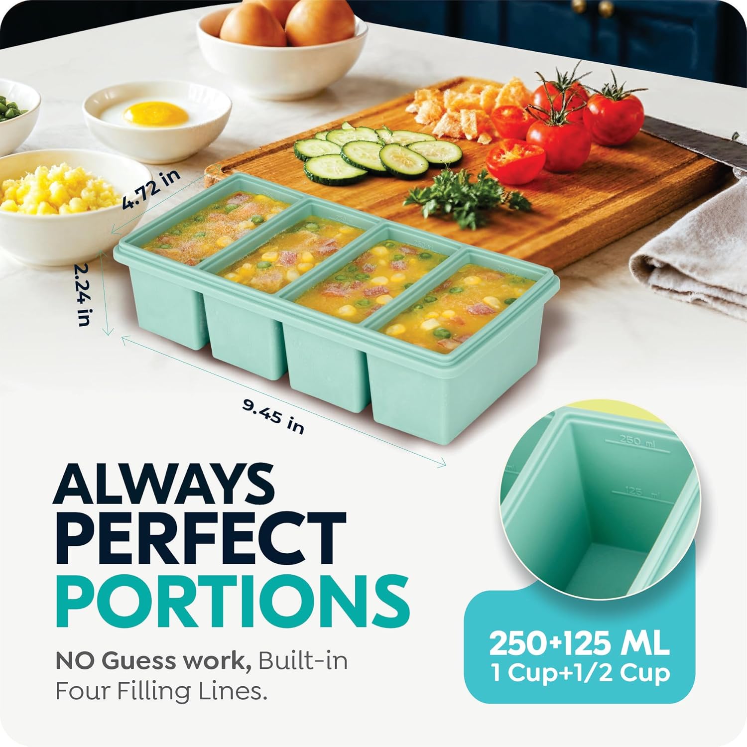 1000ML Silicone Freezer Tray w - огляд і ціна Meal Prep Menu