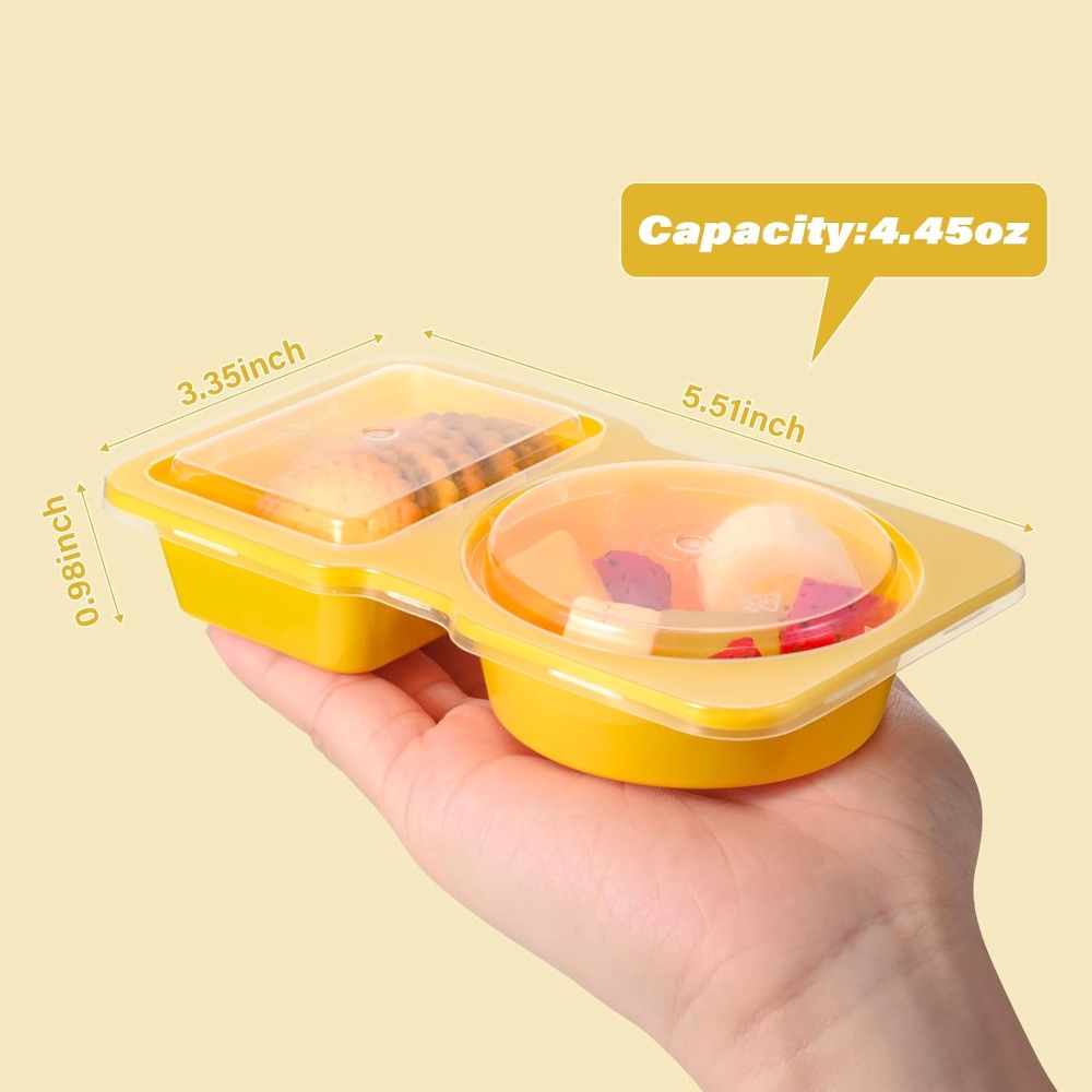 2 Compartment Disposable Plast - огляд і ціна Meal Prep Yellow